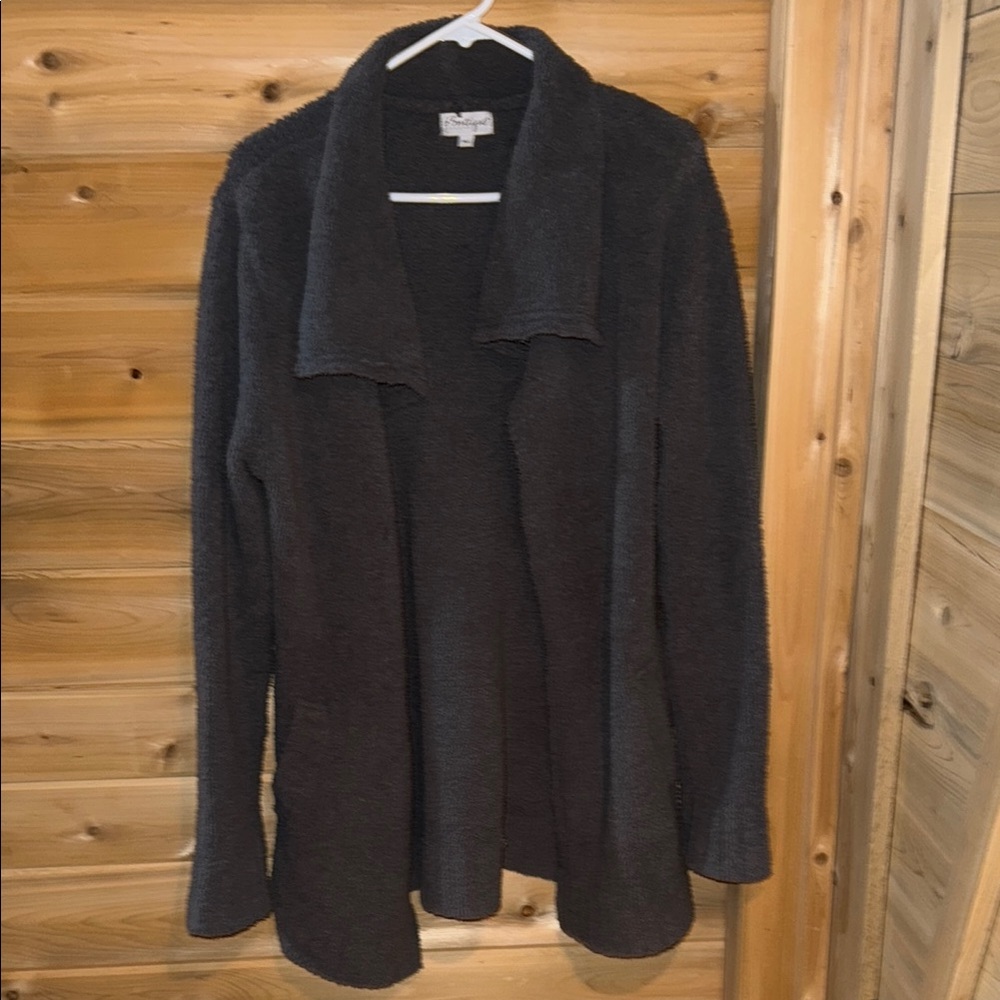 Cozy Gray Open-Front Sweater